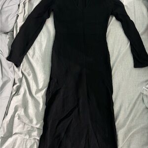 Elegant Black Ribbed Dress